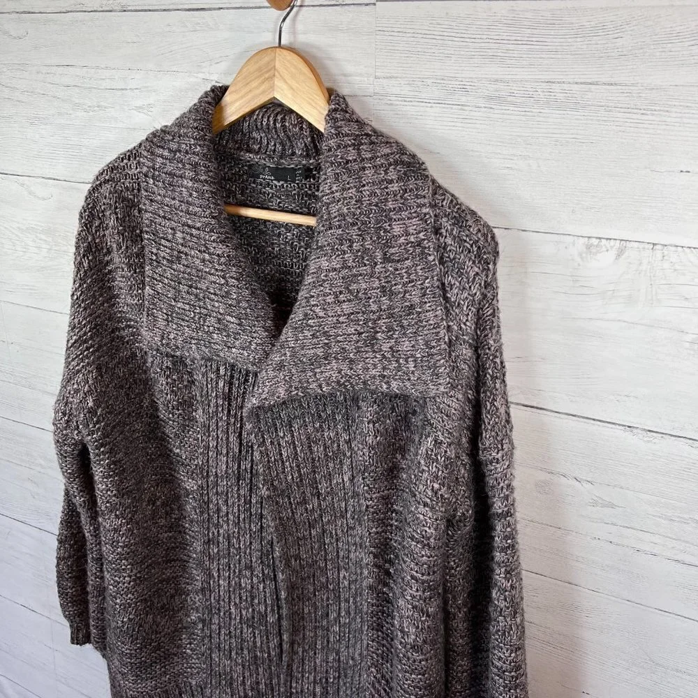 Prana Duster Cardigan Womens Size Large Magnet Grey Sukie Longline Alpaca & Wool